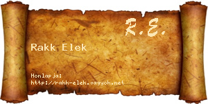 Rakk Elek névjegykártya